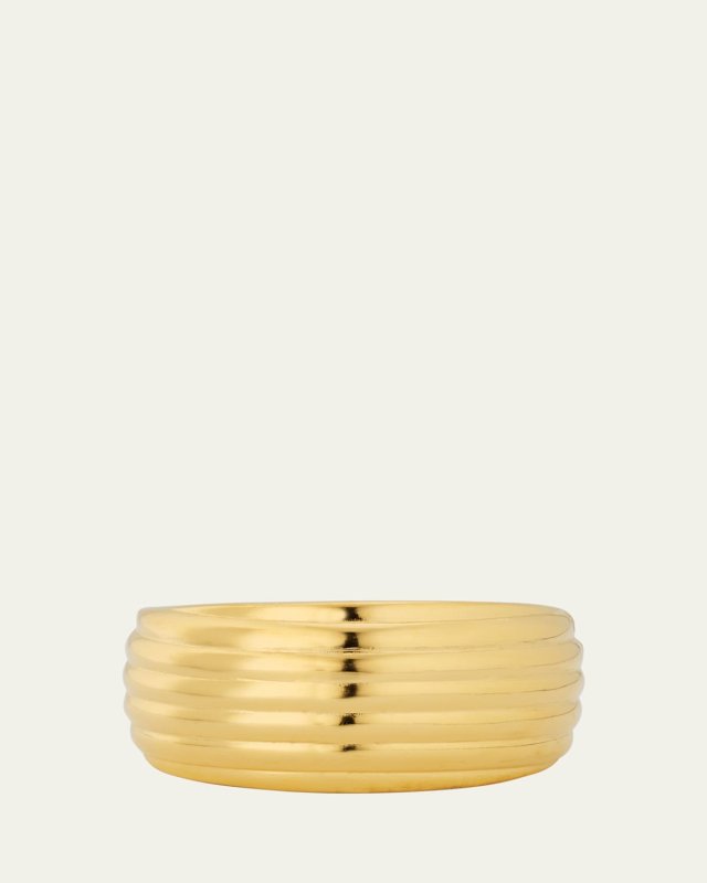 Gold Plated Lined Thick Cuff Bracelet